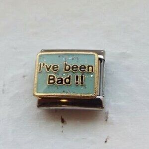 I've Been Bad!! on blue enamel 9mm stainless steel italian charm link new